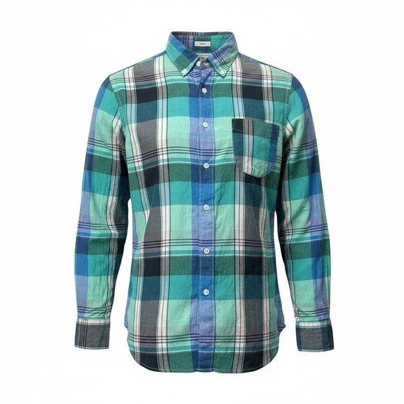 J. Crew Shirt Mens Small S Blue Plaid Slim Indian Madras Long Sleeve Button Down - Picture 2 of 12